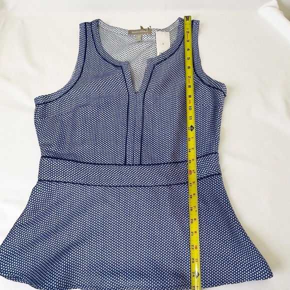 NWT Banana Republic textured Riviera Blue peplum top Size 8 - Picture 5 of 11